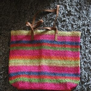 Vibrant Multicolor Knit Tote Bag